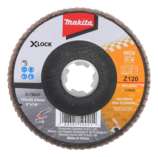 Изображение Lāpstveida slīpēšanas disks Makita D-76037; X-Lock; 125 mm; K120