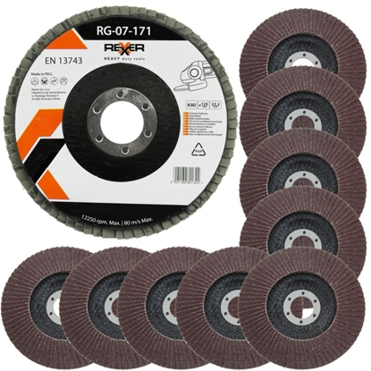 Picture of Lāpstveida slīpēšanas disks Rexxer RG-07-185; 125 mm; K80; 10 gab.
