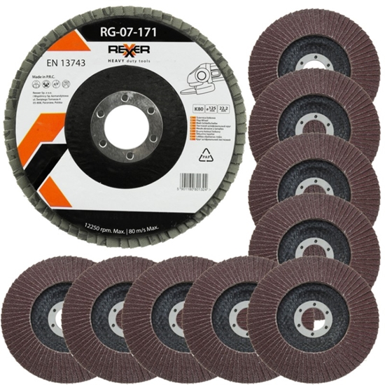 Picture of Lāpstveida slīpēšanas disks Rexxer RG-07-185; 125 mm; K80; 10 gab.