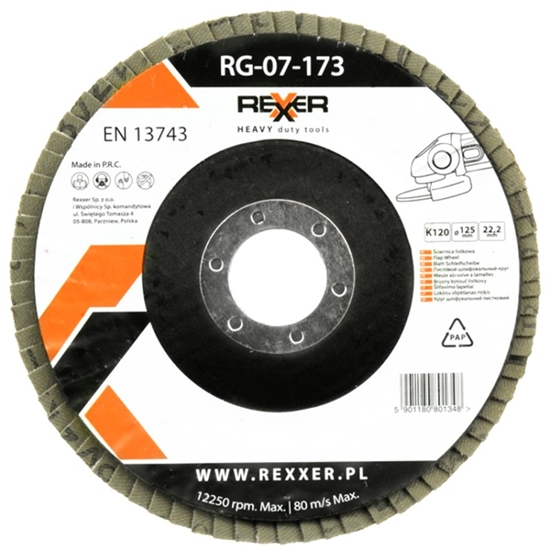 Picture of Lāpstveida slīpēšanas disks Rexxer RG-07-189; 125 mm; K120; 10 gab.