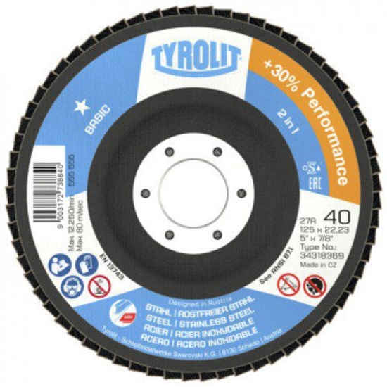 Picture of Lāpstveida slīpēšanas disks Tyrolit 34659315; 125x22,23 mm; K60
