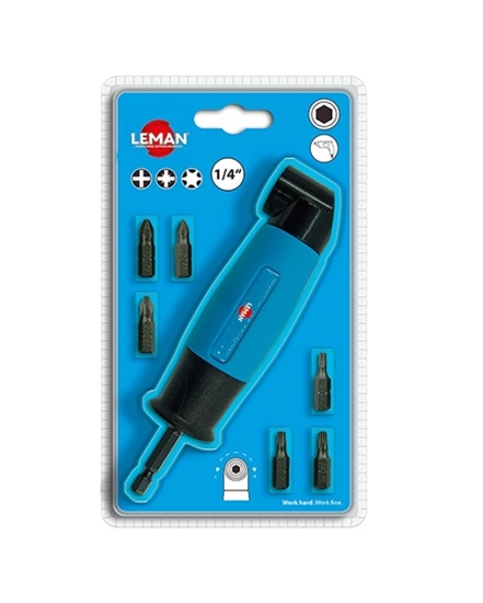 Изображение Leņķa rotācijas adapteris LEMAN F56007; 1/4'' + skrūvēšanas uzgaļi