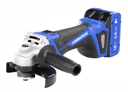 Picture of Leņķa slīpmašīna RawlPlug R-PAG18-XL2; 18 V; 2x5,0 Ah akum.