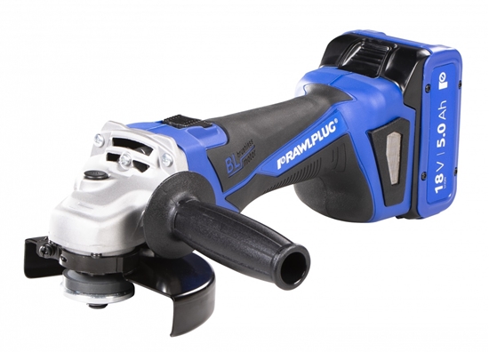 Picture of Leņķa slīpmašīna RawlPlug R-PAG18-XL2; 18 V; 2x5,0 Ah akum.