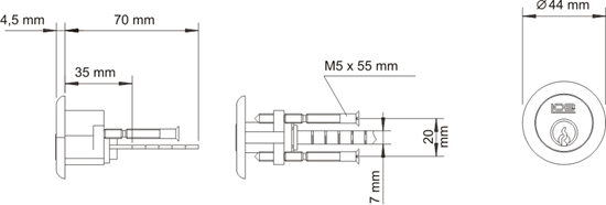 Picture of LOB Wkadka do zamka wierzchniego klucz z nasadk nikiel 1szt. (WT07)