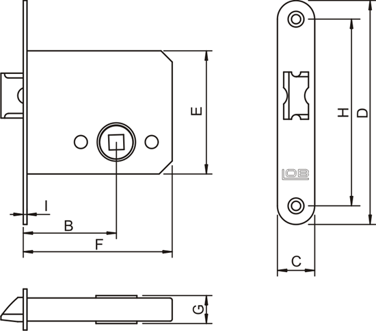Изображение LOB Zamek wpuszczany zapadkowy 50mm krótki 1szt. (Z050)