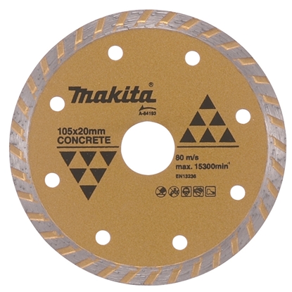 Изображение Makita MAKITA TARCZA DIAMENTOWA 115x22,23mm TURBO (NA SUCHO) BETON,CEMENT, MARMUR, PYTKI