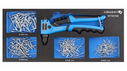 Изображение Manuāls kniedētājs Hogert HT7G158 + 200 kniedes