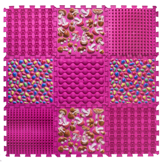 Picture of Masāžas ortopēdiskais paklājiņš Ortek "Puzzle Mix" 9 moduļi Rozā