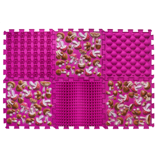 Picture of Masāžas ortopēdiskie paliktņi "Puzzle Mix" 6 moduļi Rozā sēne