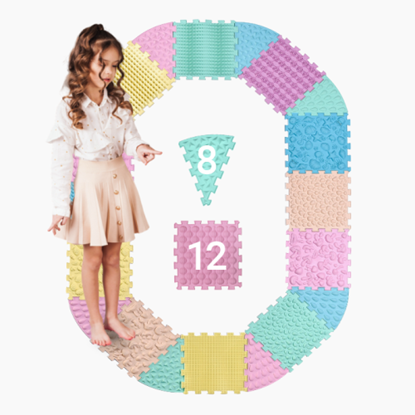 Picture of Masāžas paklājiņš Ortek Mega Mix Puzzle 12 daļas + 8 sektori PASTEL