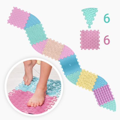 Picture of Masāžas paklājiņš Ortek Mix Puzzle 6 daļas + 6 sektori PASTEL