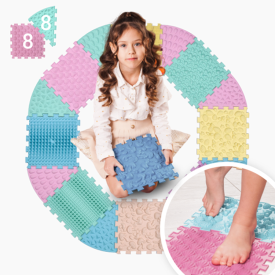 Picture of Masāžas paklājiņš Ortek Mix Puzzle 8 daļas + 8 sektori PASTEL