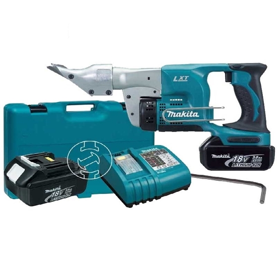 Изображение Metāla griešanas šķēres Makita DJS130RFE; 18 V; 2x3,0 Ah akum.