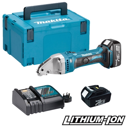 Изображение Metāla griešanas šķēres Makita DJS161RFJ; 18 V; 2x3,0 Ah akum.