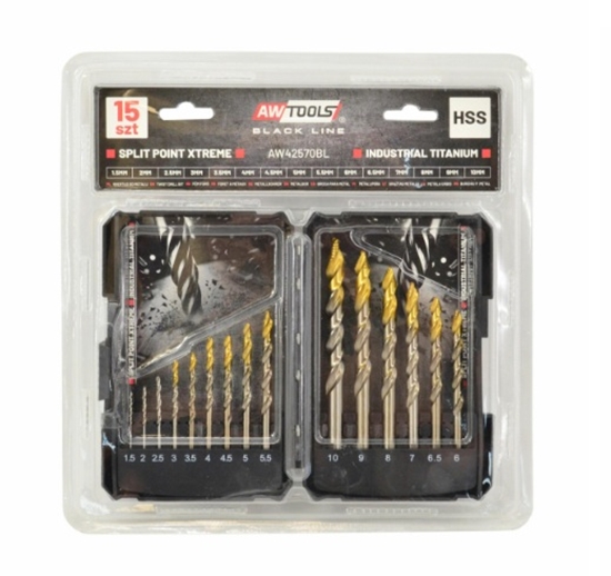 Изображение Metāla urbju komplekts AWTools AW42570BL; 1,5-10 mm; 15 gab.