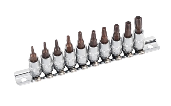 Изображение Muciņu ar uzgaļiem komplekts Condor Werkzeug C24003; 1/4''; T8-T45; 10 gab.