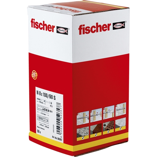 Изображение Neilona tapa ar skrūvi Fischer Hammerfix; 8x100/60 mm; 50 gab.