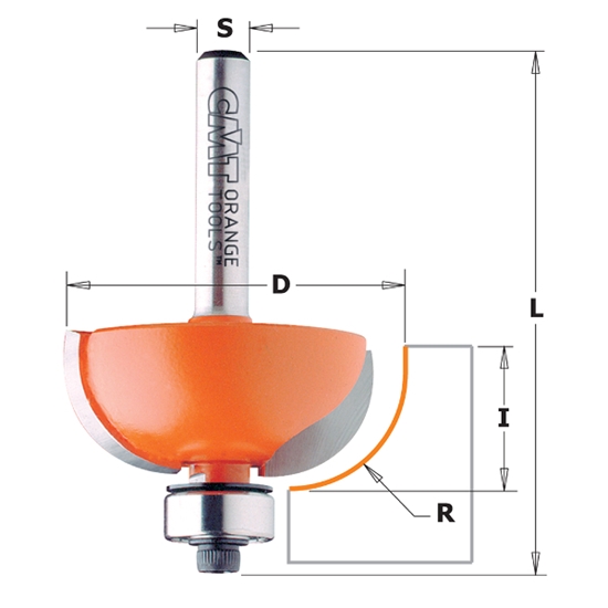 Изображение Nokāpes apaļošanas frēze CMT; S=1/2''; D=22,2 mm; ar lodīšgultni