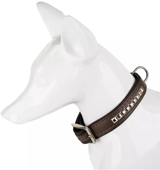 Picture of Obroa dla psa, wzór kostki, 20MM/45CM brzowa