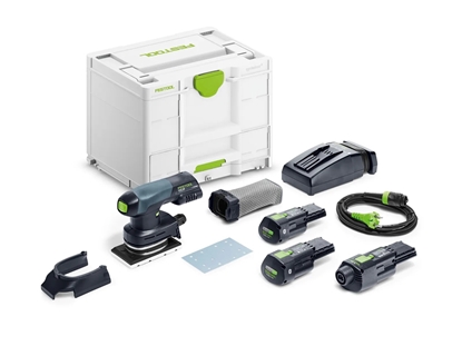 Изображение Orbitālā slīpmašīna Festool Rutscher RTSC 400 3,0 I-Set; 18 V; 2x3,0 Ah akum.