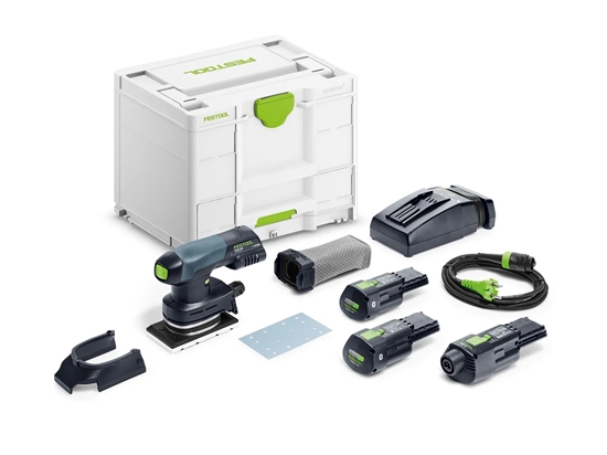 Изображение Orbitālā slīpmašīna Festool Rutscher RTSC 400 3,0 I-Set; 18 V; 2x3,0 Ah akum.