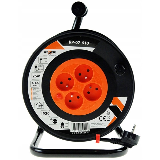 Picture of Pagarinātājs saritināms uz spoles Rexxer RP-07-610; 25 m; 3x1,5 mm²
