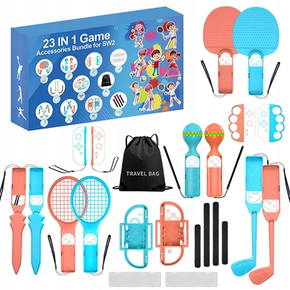 Picture of Pakiet akcesoriów rodzinnych 23 w 1 do konsoli Nintendo Switch 2 - zestaw pomaraczowy i niebieski