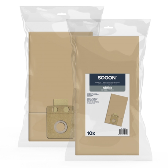 Picture of Papīra putekļu maisi putekļsūcējam SQOON 32122; Nilfisk GD1000/VP300/VP600; 10 gab.