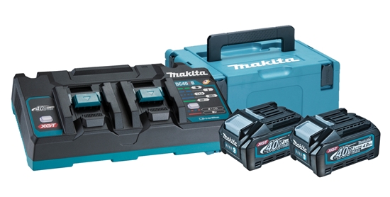 Изображение Piederumu komplekts Makita 191U00-8 (BL4040+DC40RB+MAKPAC); 40 V; 2x4,0 Ah akum.