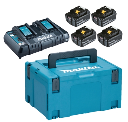 Picture of Piederumu komplekts Makita Powerpack; 18V; 4x6,0 Ah + DC18RD
