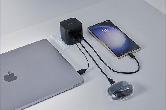 Изображение Intenso Power Adapt. W65ACIC 65W 2xUSB-C/USB-A ausziehb.Kab. weiß