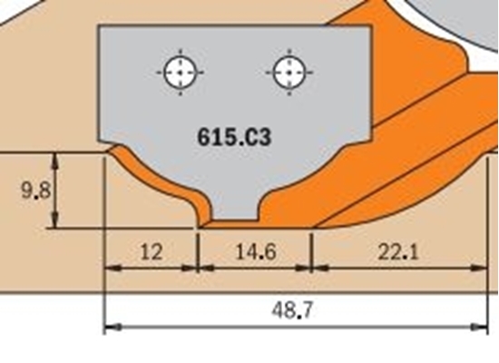 Изображение Profila naži griezēju galviņām CMT 615.C3; 1 gab.