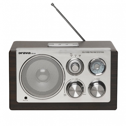 Picture of Radio Orava RR-29 A radio, 1 x 3,5W, AM / FM radio, USB, wejcie AUX, karta SD, brzowy / srebrny