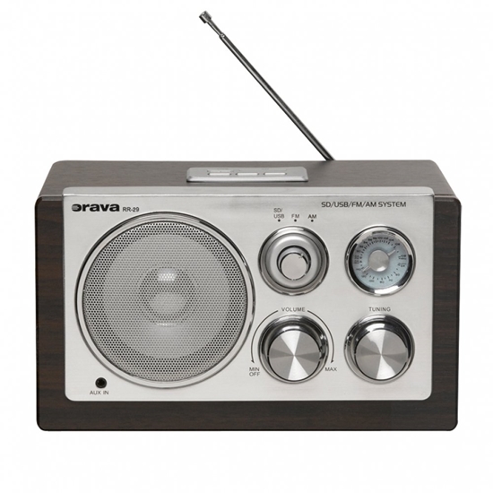 Picture of Radio Orava RR-29 A radio, 1 x 3,5W, AM / FM radio, USB, wejcie AUX, karta SD, brzowy / srebrny