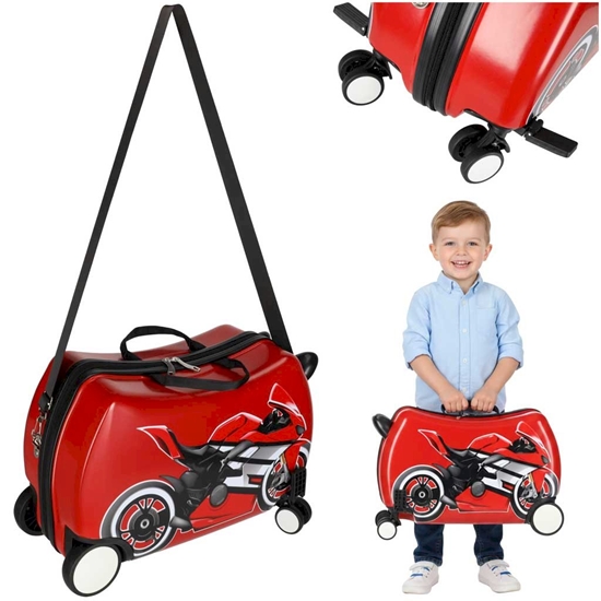 Изображение RoGer Children’s Wheeled Travel Suitcase 30L Red Motor