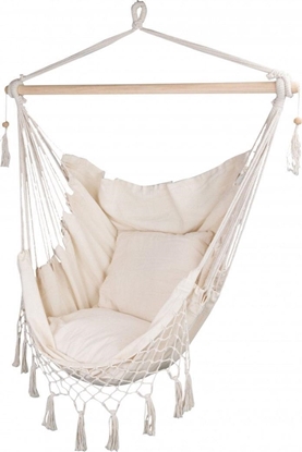 Picture of Royokamp  Hamak fotel brazylijski Miami z frdzelkami 130x100cm + 2 poduszki 40x40cm beowy