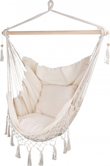 Picture of Royokamp  Hamak fotel brazylijski Miami z frdzelkami 130x100cm + 2 poduszki 40x40cm beowy