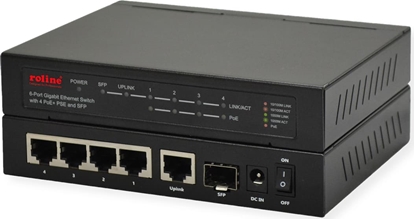 Изображение Roline Gigabit Ethernet Switch, 6x (5xGbE + 1x Gbic(SFP),  4x PoE+)