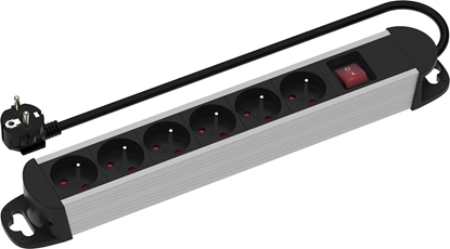 Изображение Roline Power Strip, 6-way, with Switch, Aluminium Housing, for France (UTE), black / silver, 3 m