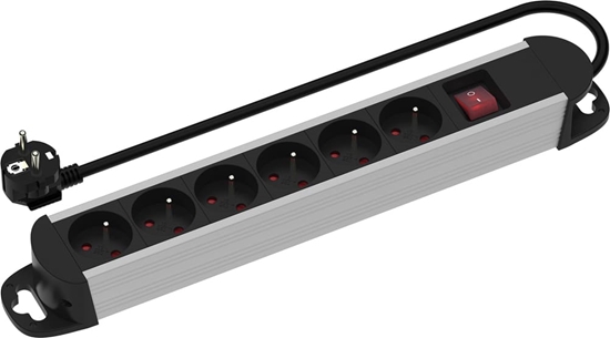 Изображение Roline Power Strip, 6-way, with Switch, Aluminium Housing, for France (UTE), black / silver, 3 m