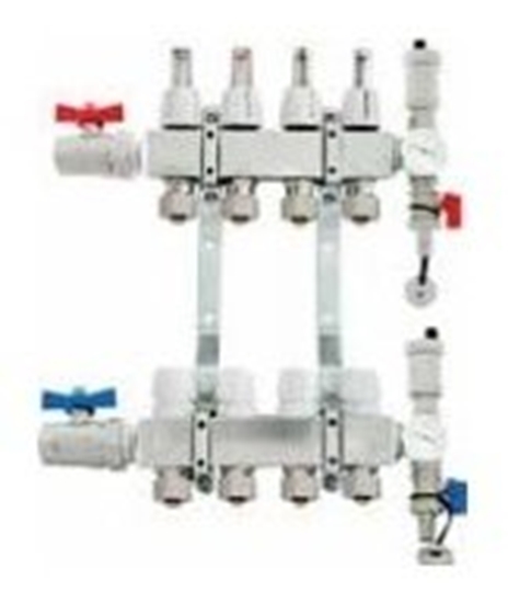 Picture of Rozdzielacz RED INOX STANDARD 10-obw. z zaworami regulacyjnymi i odcinajcymi (DWZ)