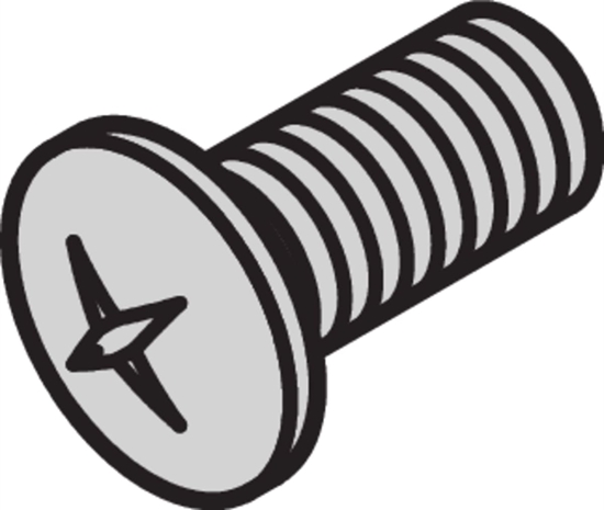 Picture of Schroff Countersunk Screw, Pozidrive, Cross Recess M4x10, Zinc-Plated, 100 pcs