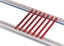 Attēls no Schroff Guide Rail, 4.4" PCB Type, Plastic, 220 mm, 2 mm Groove Width, Red, 10 Pieces