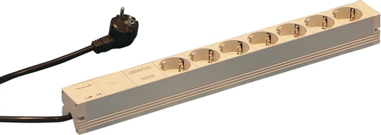 Picture of Schroff Socket Strip, SCHUKO, 7 Sockets, 19", With Mains Suppression Filter