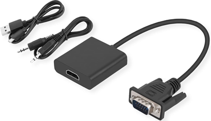 Attēls no Secomp STANDARD Cableadapter, VGA+Audio - HDMI, M/F, 0.23 m