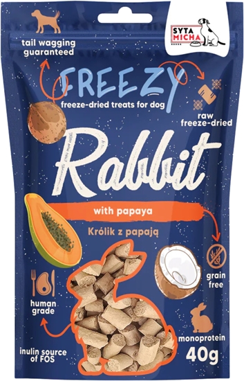 Изображение Syta Micha FREEZY Liofilizowane przysmaki dla psa Królik z papaj 40g