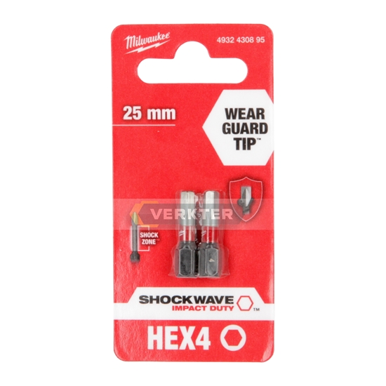 Изображение Skrūvgriežu uzgalis Milwaukee Shw 4932430895; HEX 4; 2 gab.