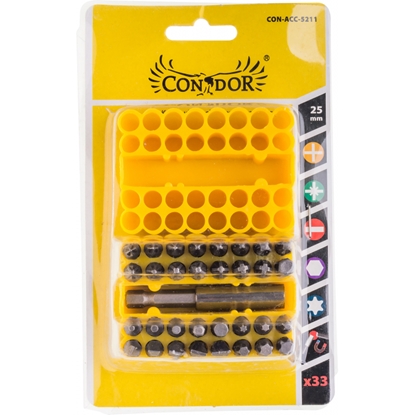 Attēls no Skrūvgriežu uzgaļu komplekts Condor CON-ACC-5211; 33 gab.