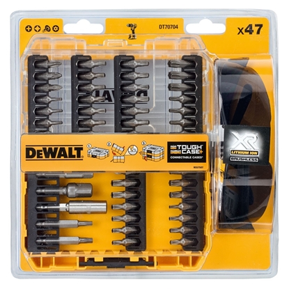 Изображение Skrūvgriežu uzgaļu komplekts DeWalt DT70704-QZ; 47 gab. + saulesbrilles
